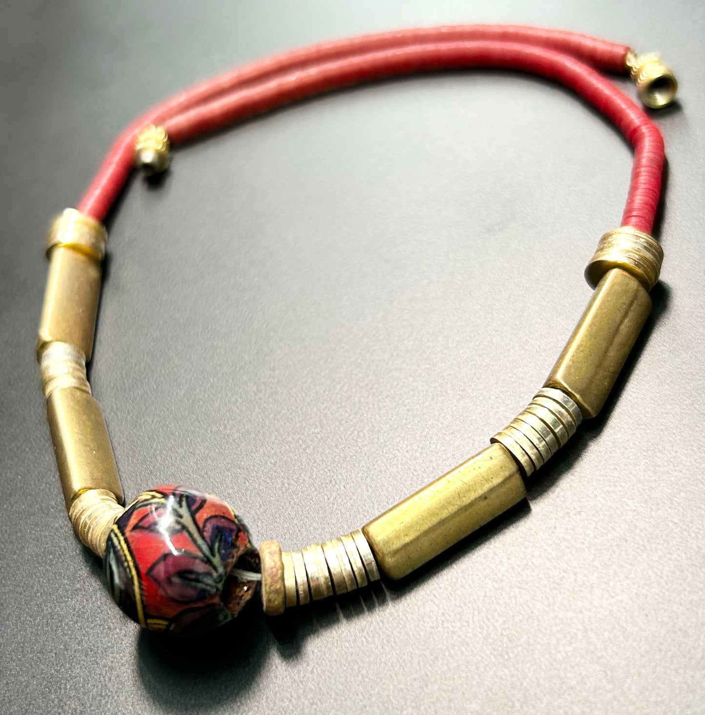Painted Clay & Bead Necklace