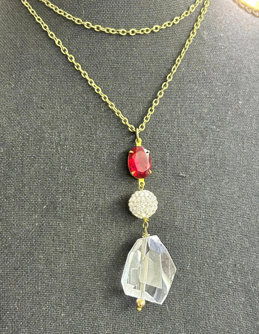 Gold Tone Glass Necklace