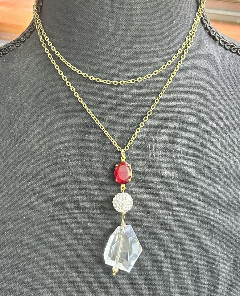 Gold Tone Glass Necklace
