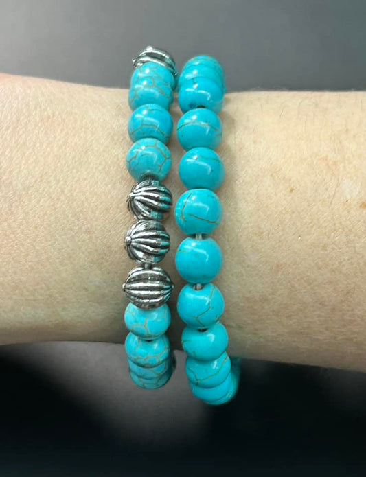 2 Dyed Stone Stretch Bracelets