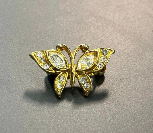 Tiny Rhinestone Butterfly Brooch