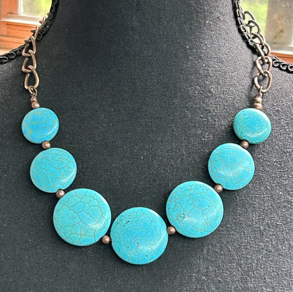 Copper Tone Dyed Stone Necklace