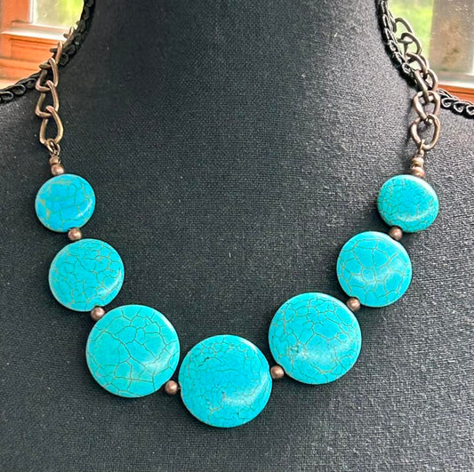 Copper Tone Dyed Stone Necklace