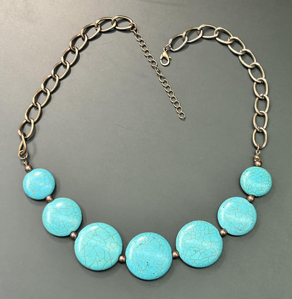 Copper Tone Dyed Stone Necklace
