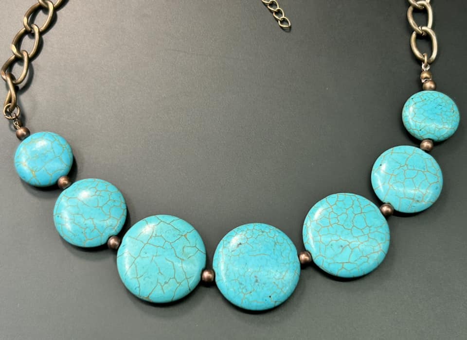 Copper Tone Dyed Stone Necklace