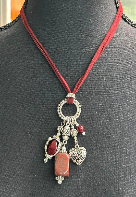 Stone Charm Cord Necklace