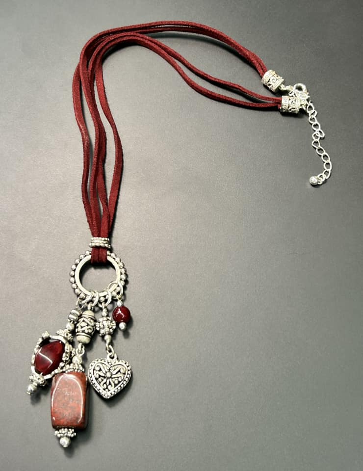 Stone Charm Cord Necklace