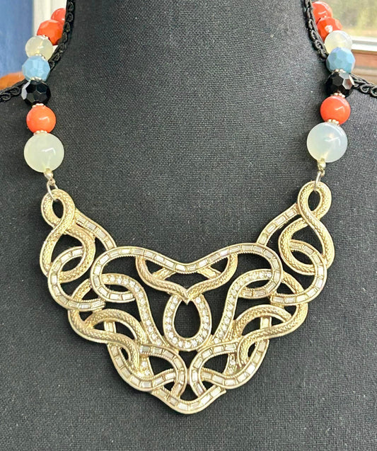 Rhinestone Acrylic Bead Necklace