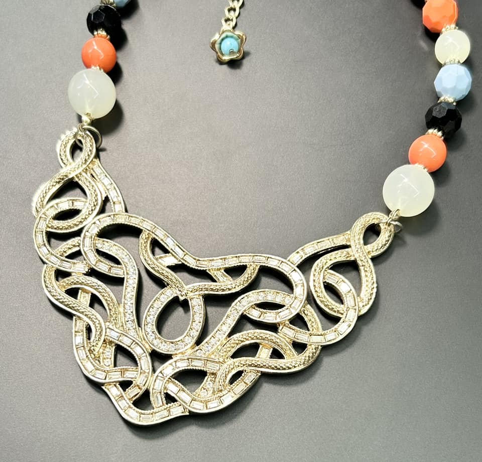 Rhinestone Acrylic Bead Necklace