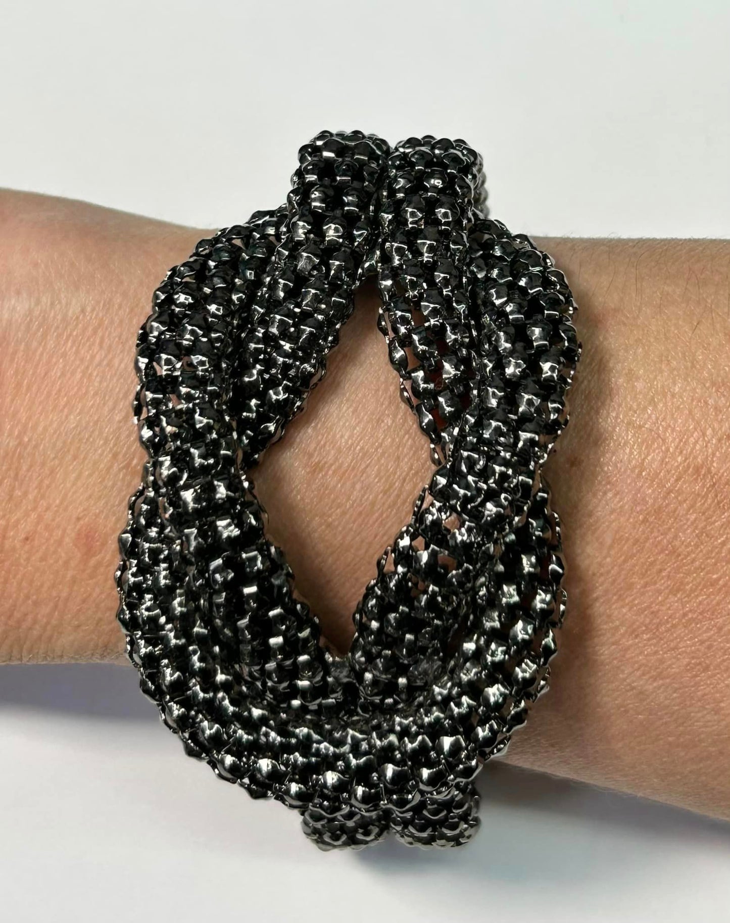 Gunmetal Tone Knotted Bracelet