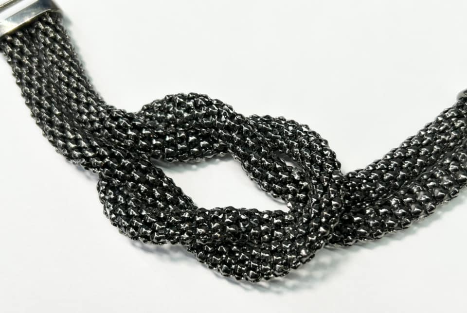 Gunmetal Tone Knotted Bracelet