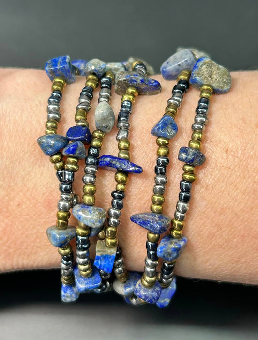 Lapis Lazuli & Seed Bead Bracelet or Necklace