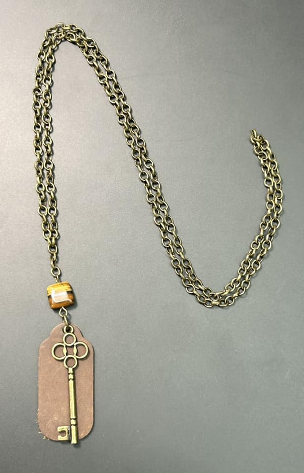 Brass Tone Key Necklace