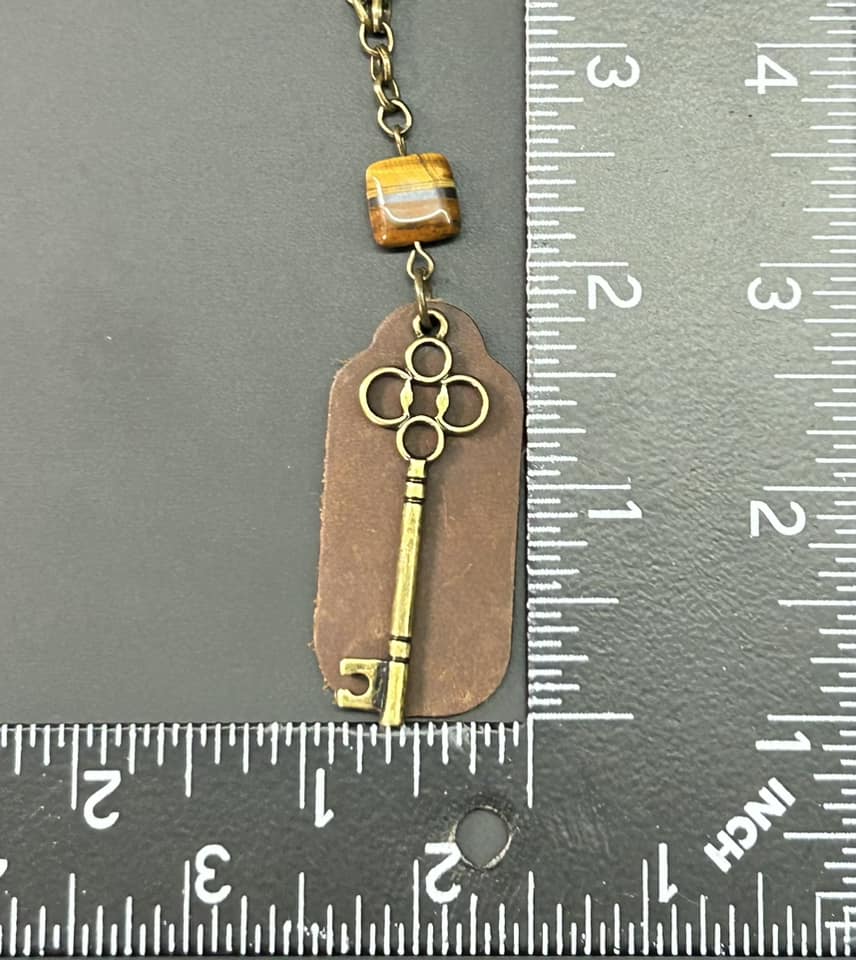 Brass Tone Key Necklace