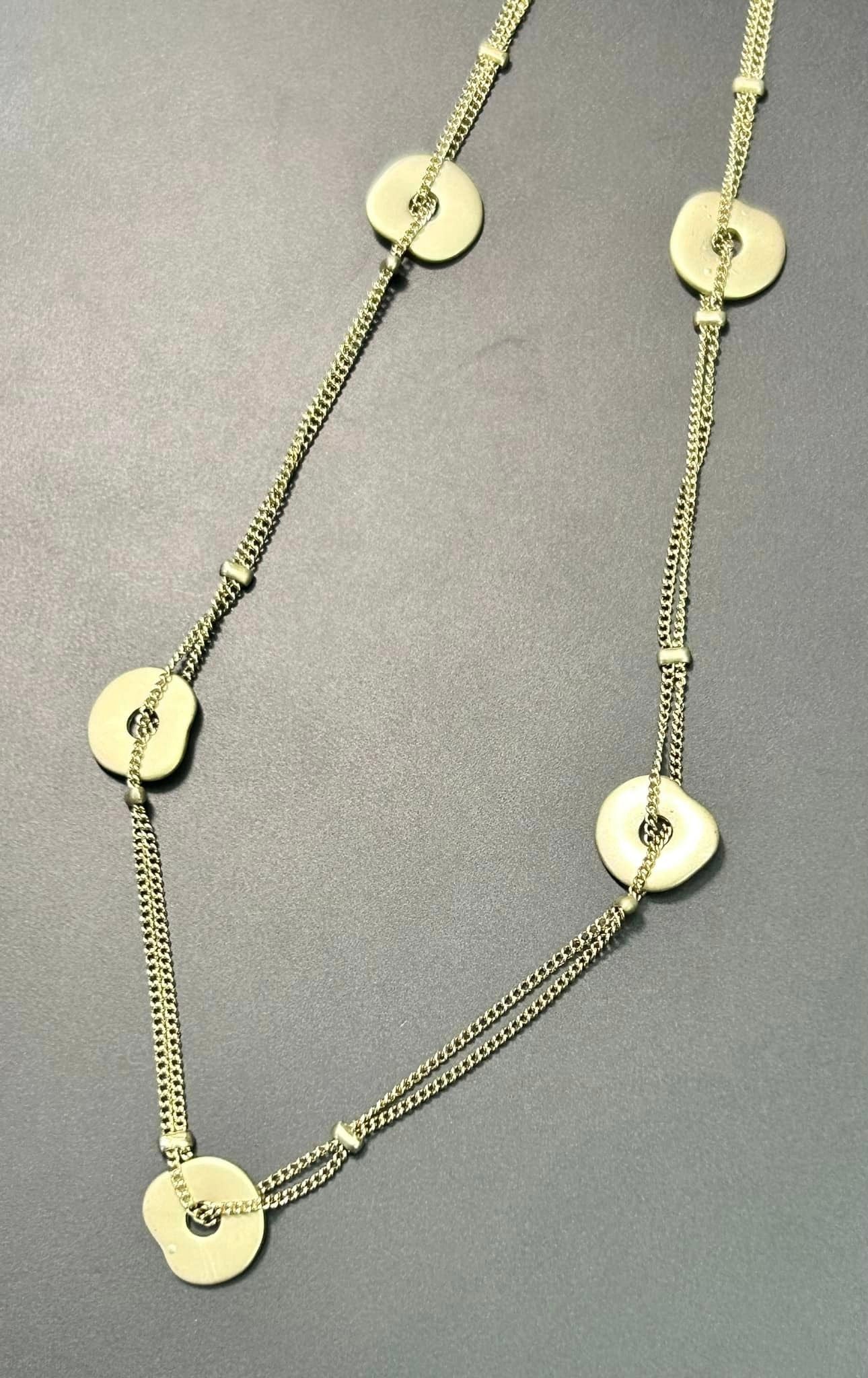 Gold Tone Disc Necklace