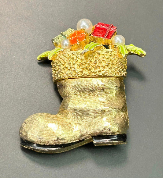 Art Santa's Boot Brooch