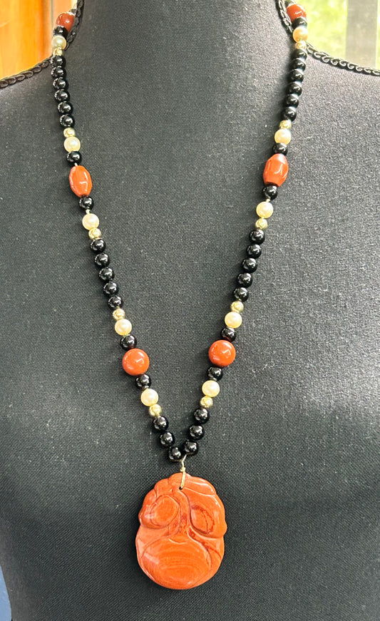 Lucoral Carved Jasper Necklace