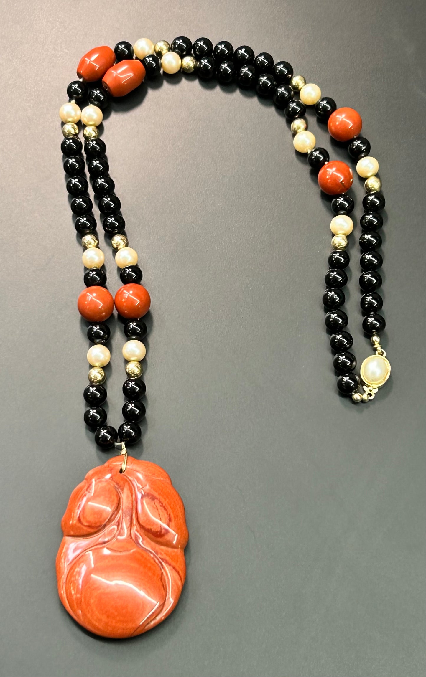 Lucoral Carved Jasper Necklace