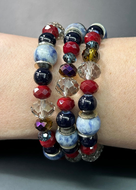 3 Faceted Glass Bracelets