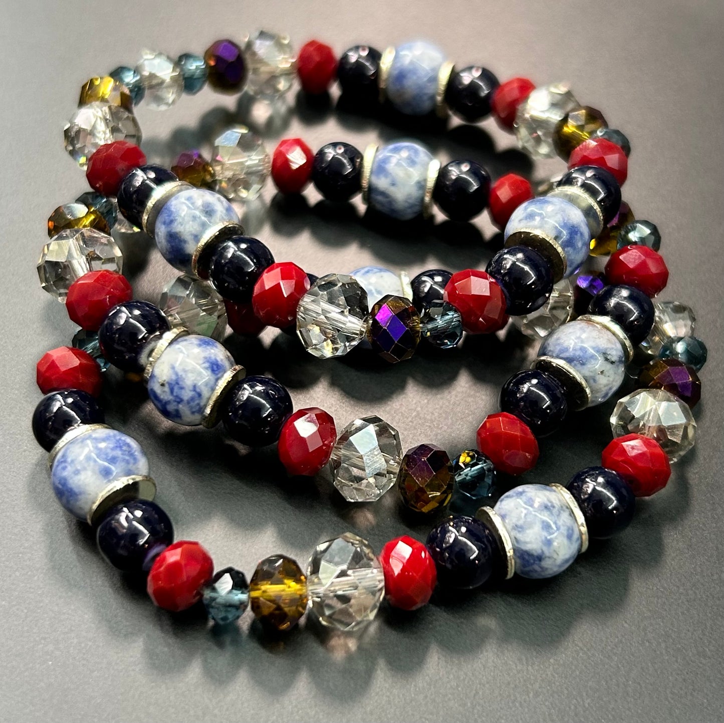 3 Faceted Glass Bracelets