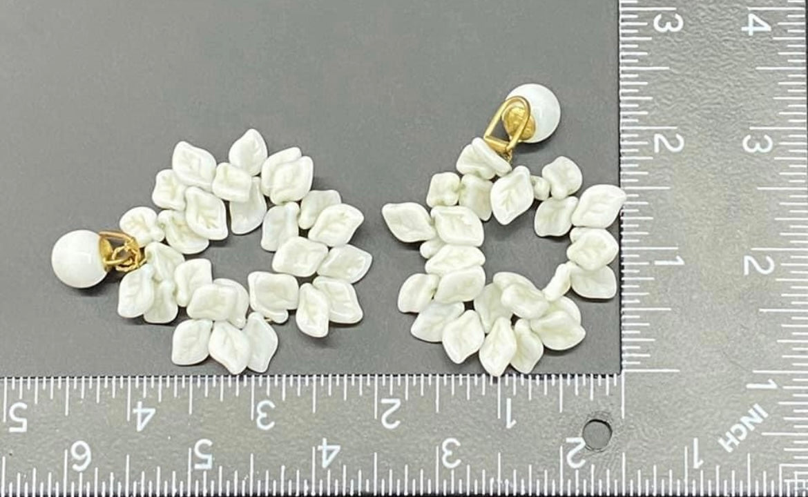Vintage Milk Glass Clip Earrings