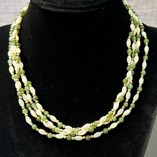 2 MOP & Nephrite Necklace