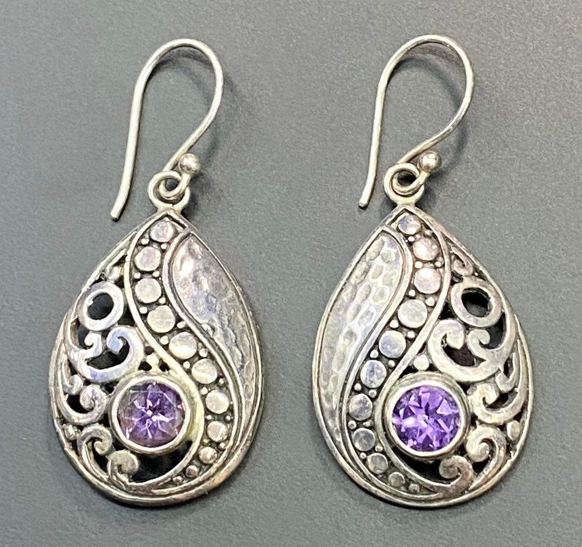 Indonesia Sterling Silver Amethyst Earrings