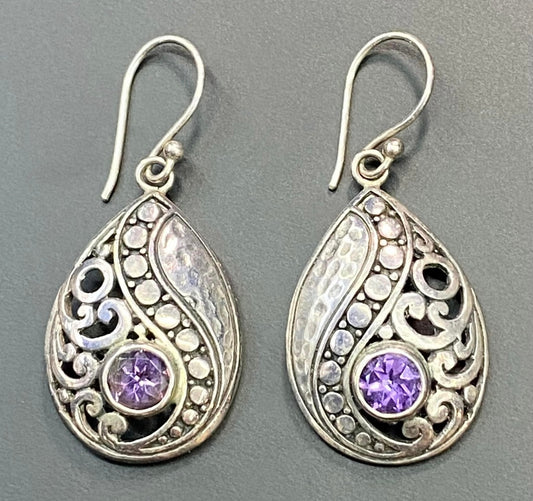 Indonesia Sterling Silver Amethyst Earrings