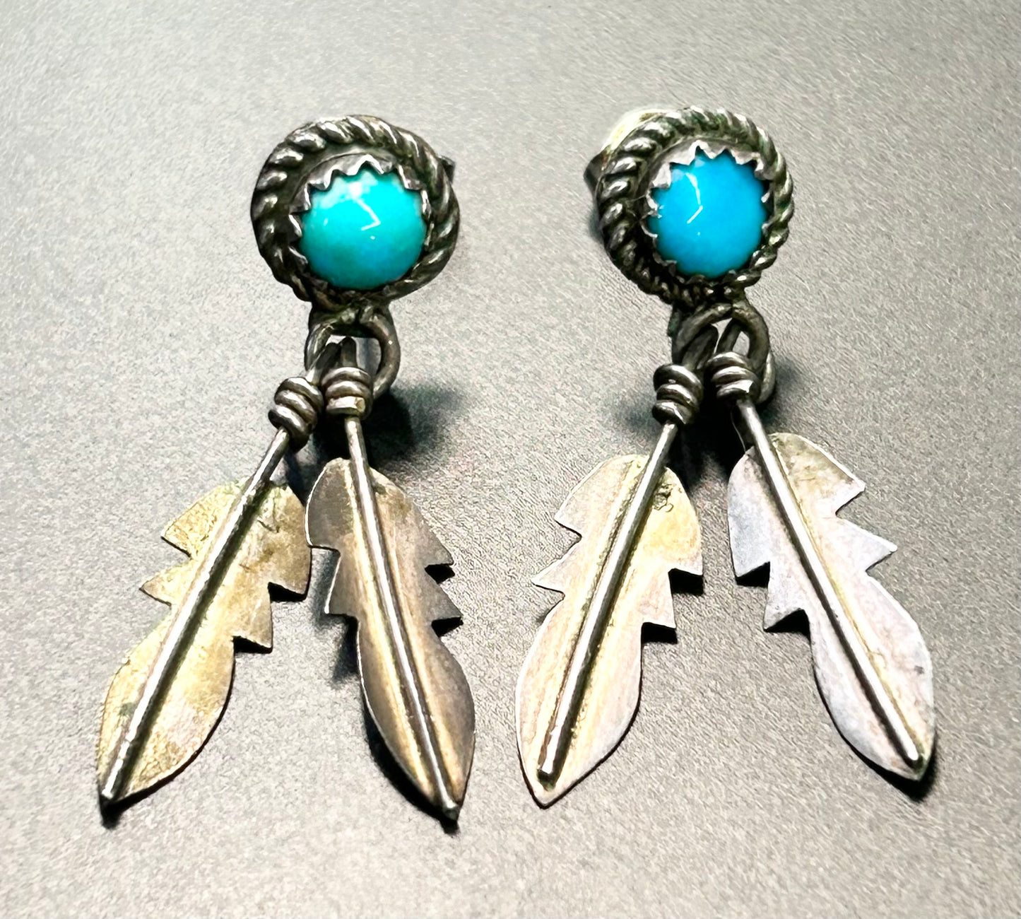 Native American Sterling Silver Feather Earrings