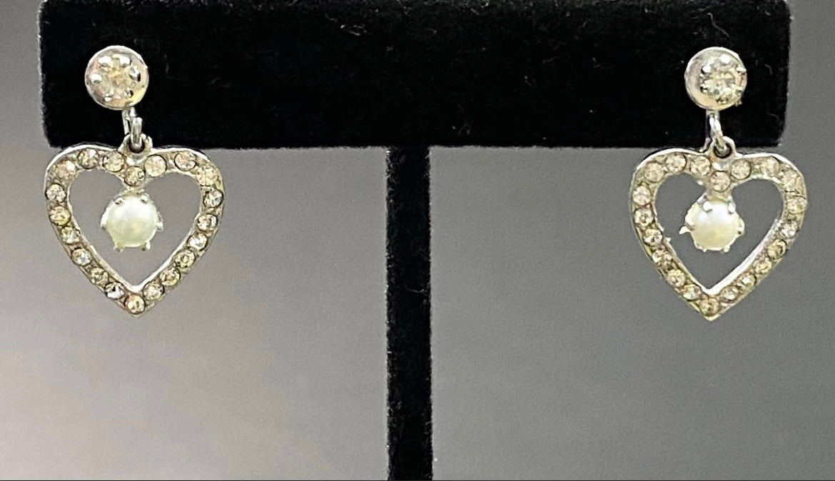 Vintage Sterling Silver Heart Earrings