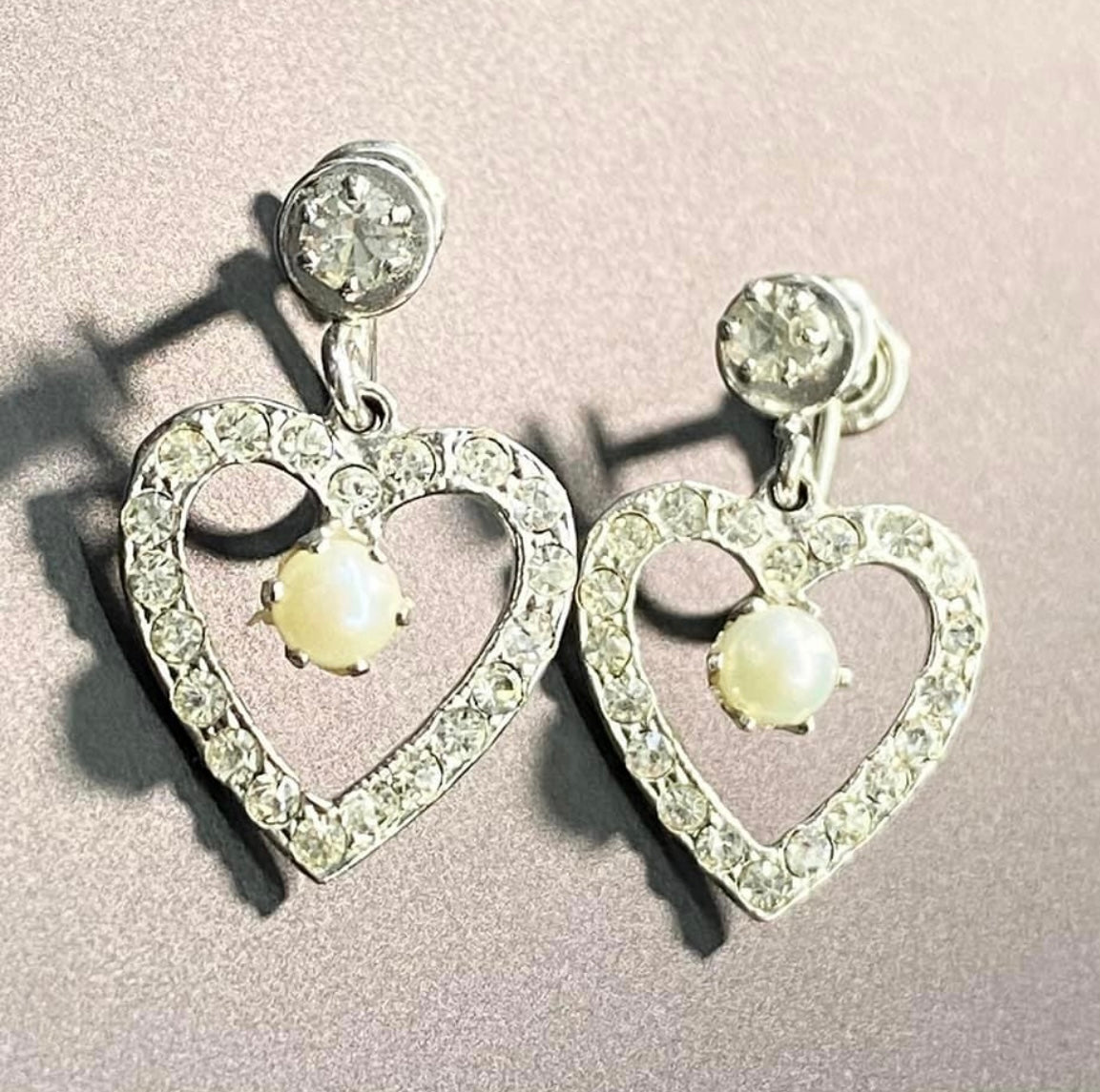 Vintage Sterling Silver Heart Earrings