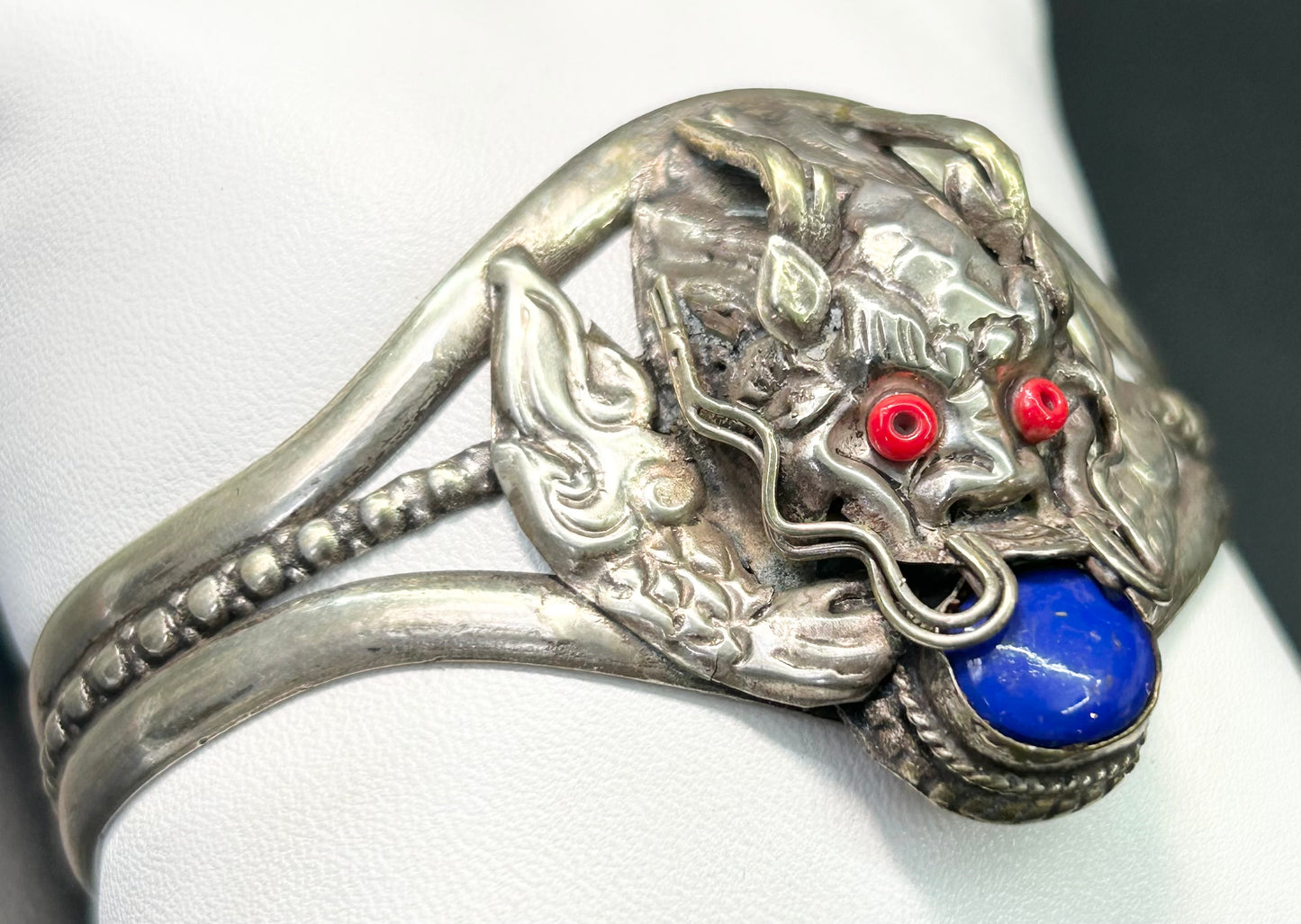 Tibetan Silver Ornate Dragon Bracelet