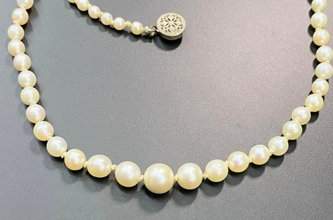 Vintage Sterling Silver Pearl Necklace