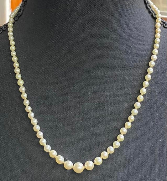 Vintage Sterling Silver Pearl Necklace