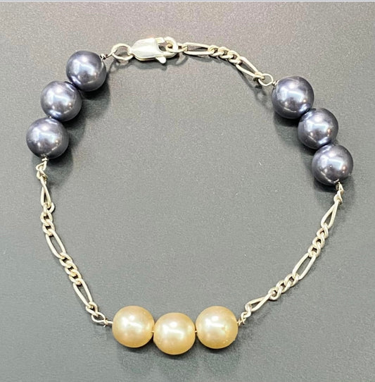 Sterling Silver Faux Pearl Bracelet