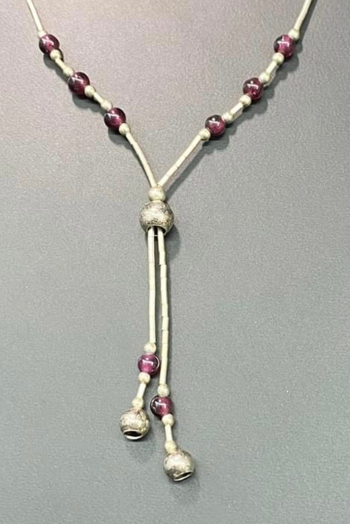 Liquid Sterling Silver Garnet Necklace