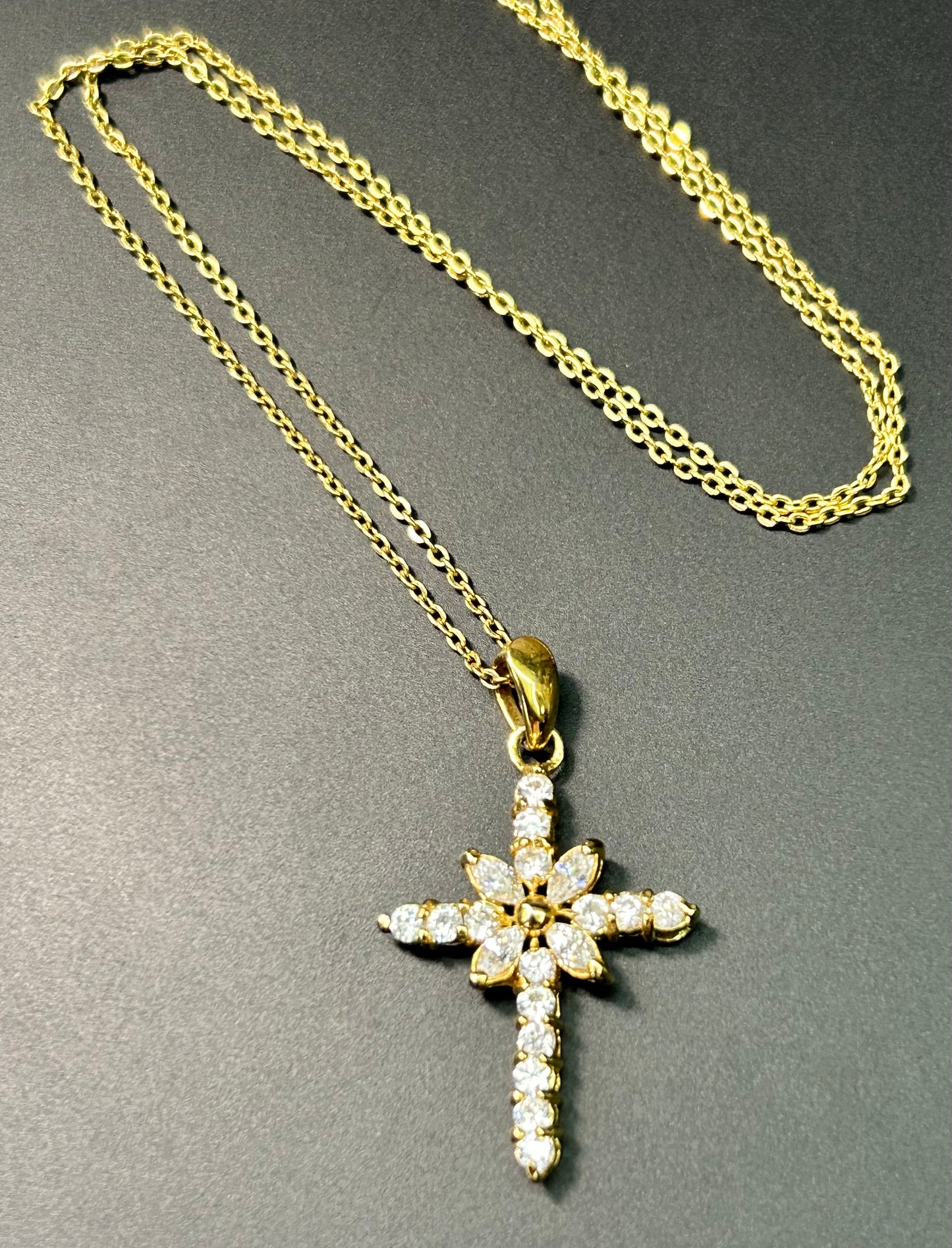 CFJ 14K Gold Electroplated Cross Necklace