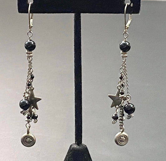 Sterling Silver Star Dangle Earrings