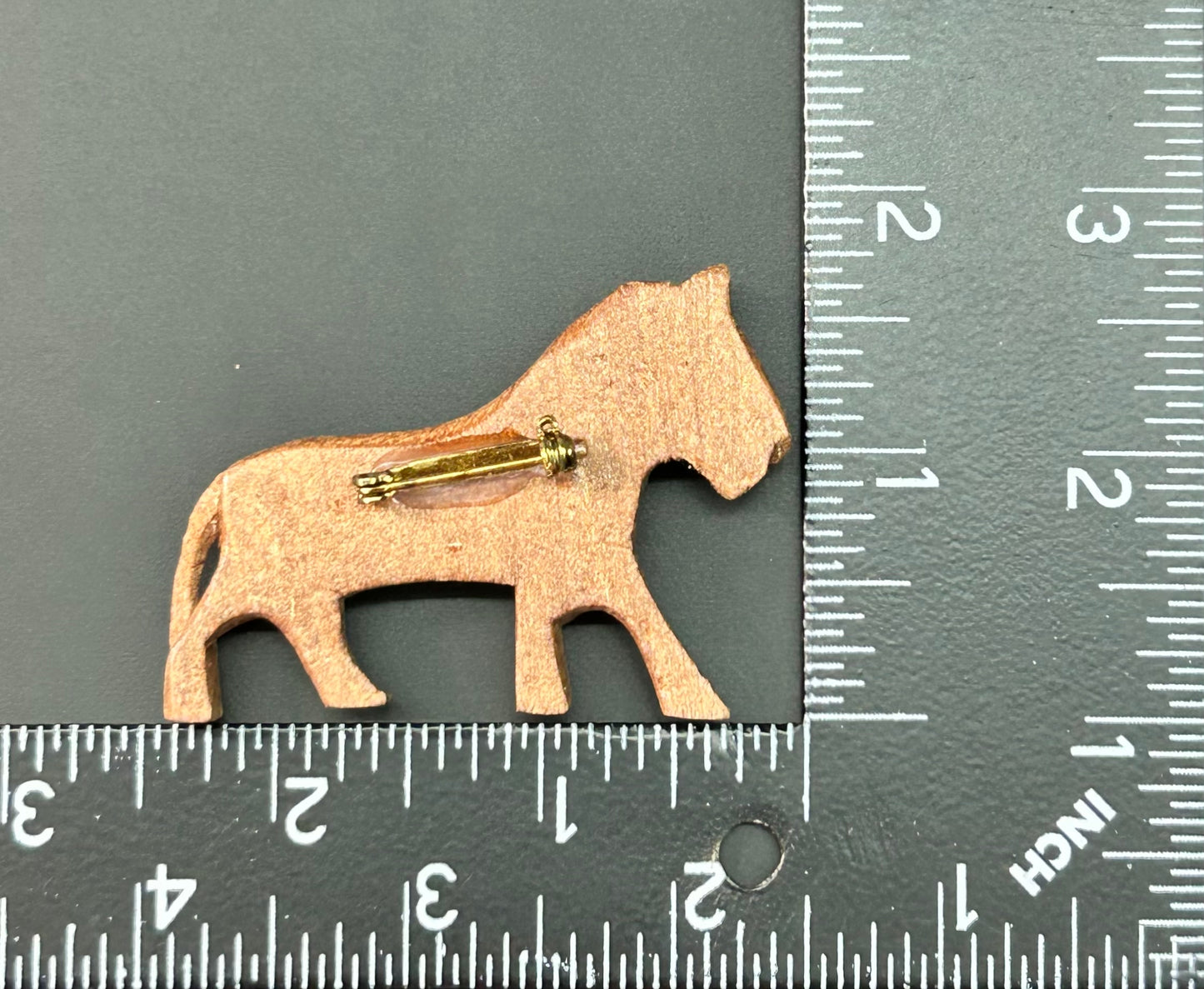 Wood Lion Brooch