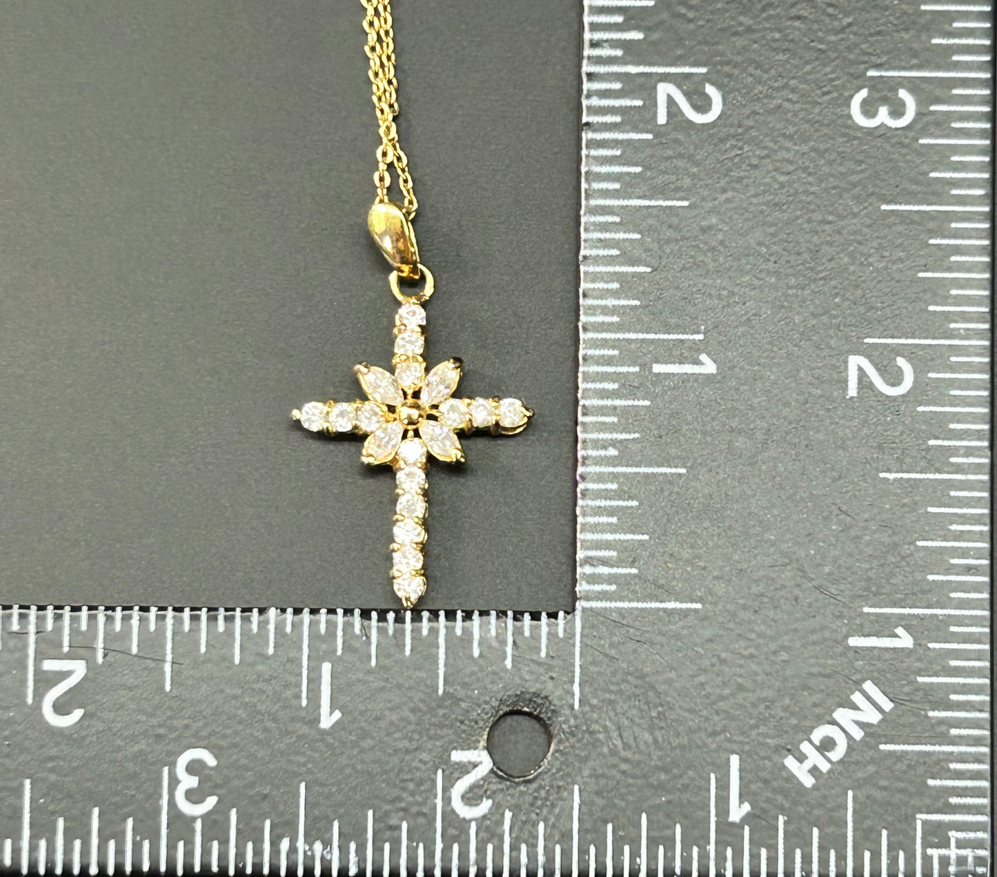 CFJ 14K Gold Electroplated Cross Necklace