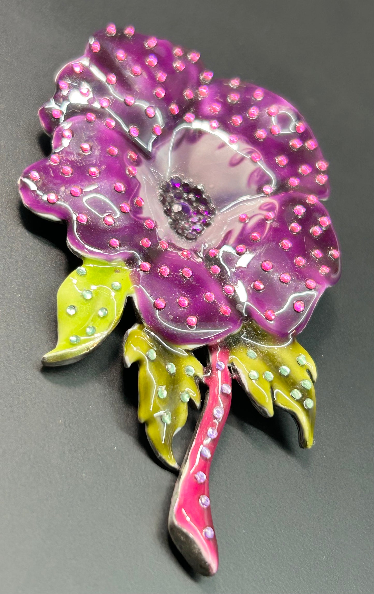 Rhinestone Studded Flower Brooch