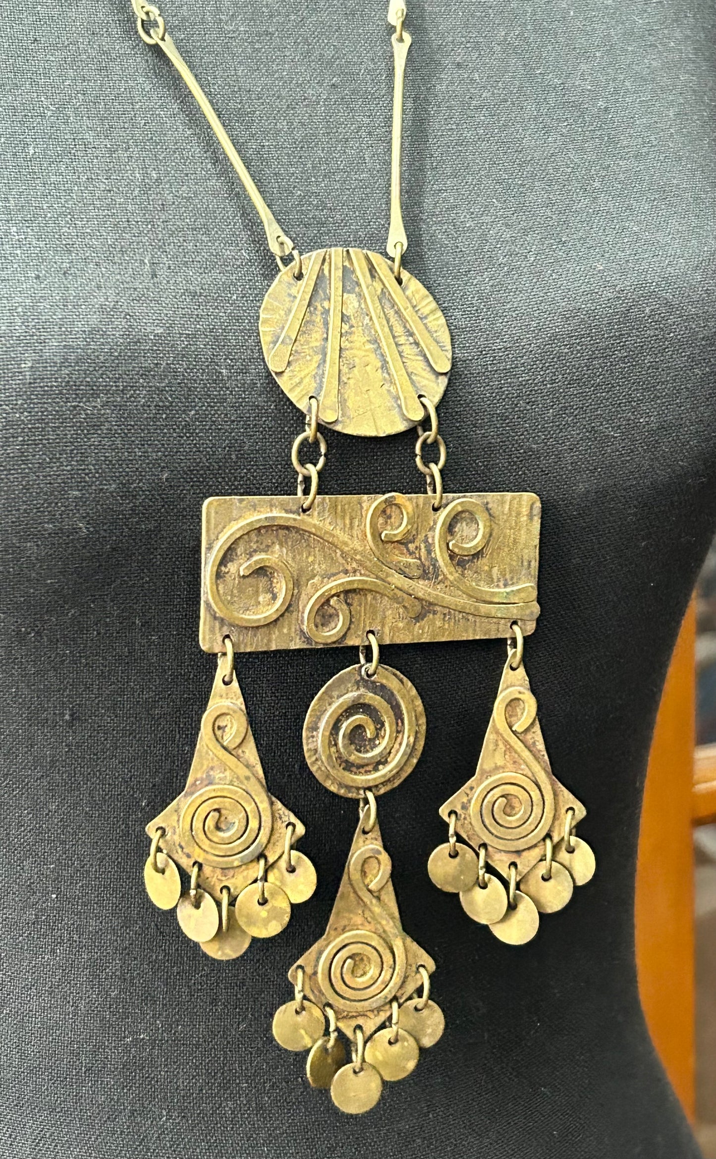 Vintage Modernist Brass Necklace