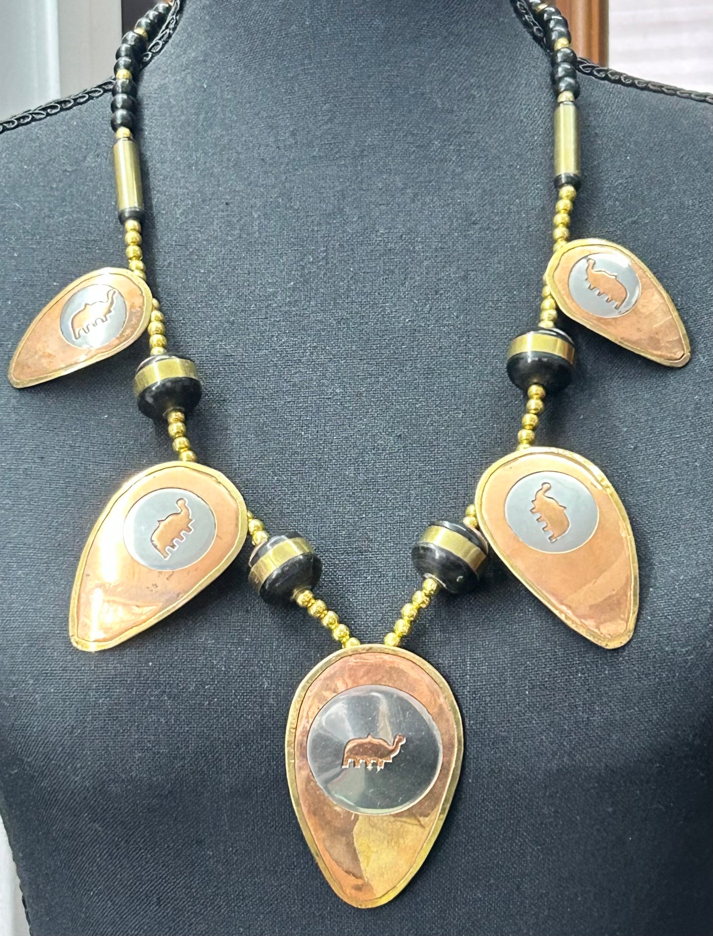 Vintage Brass & Copper Dinosaur Necklace