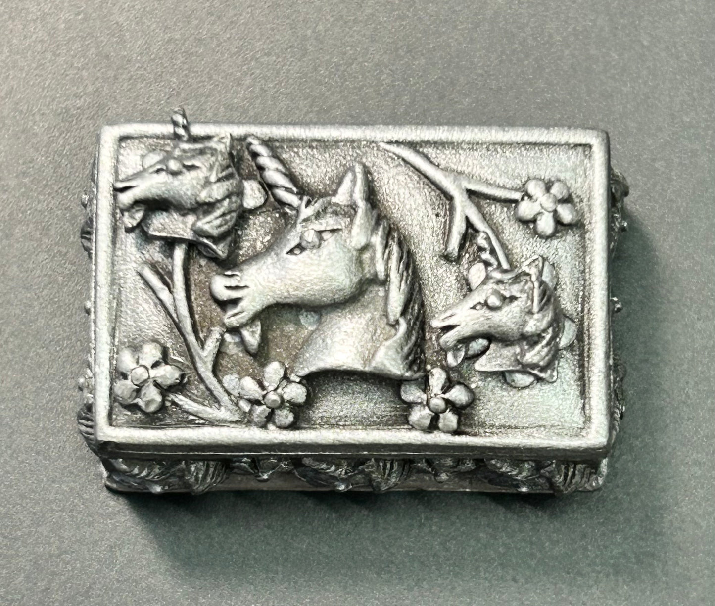 Torino Pewter Unicorn Brooch Earrings & Trinket Box