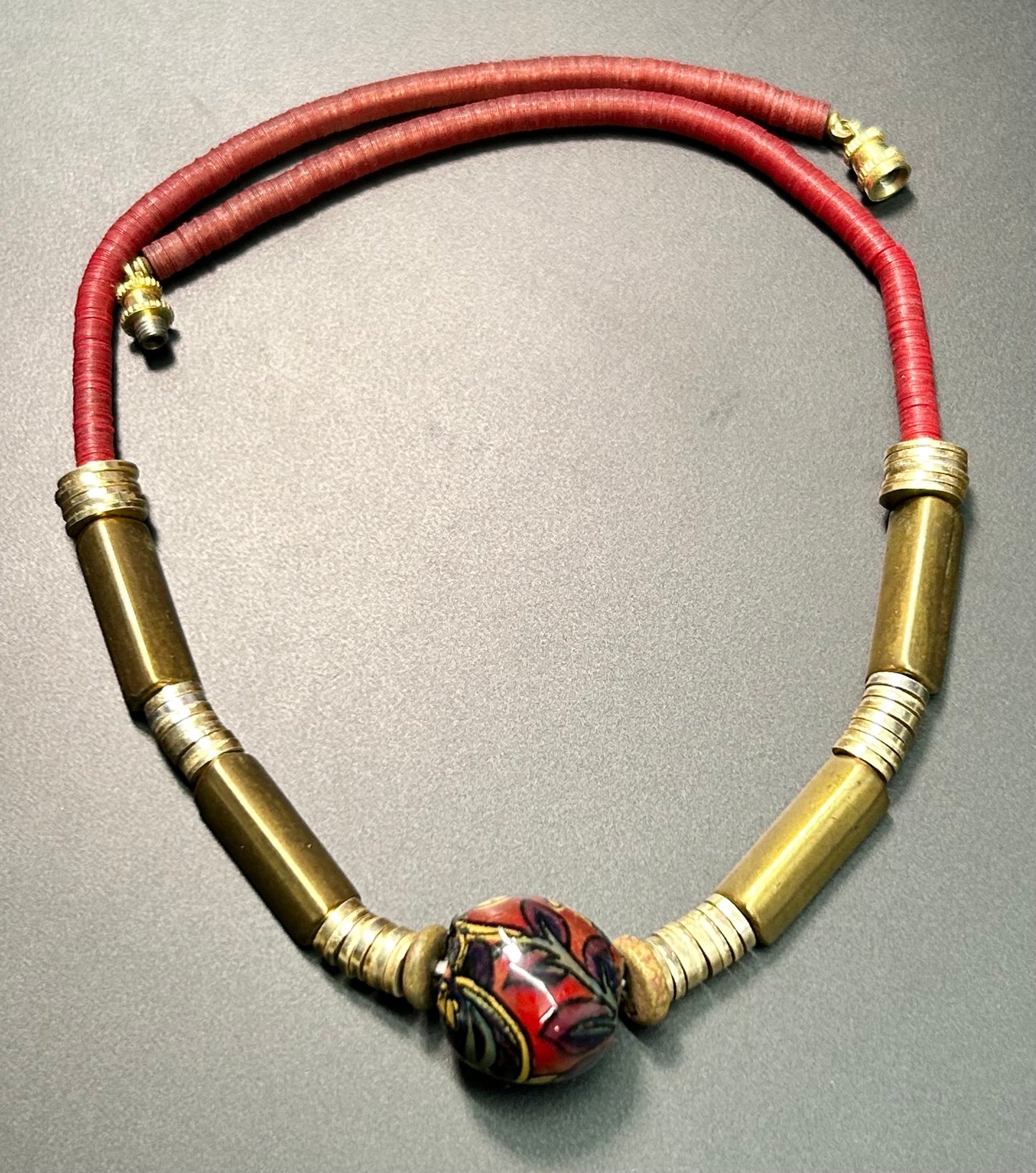 Painted Clay & Bead Necklace