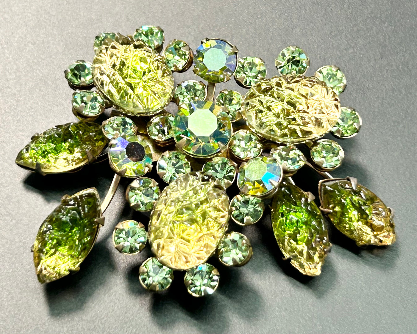 Vintage AB & Givre Rhinestone Brooch