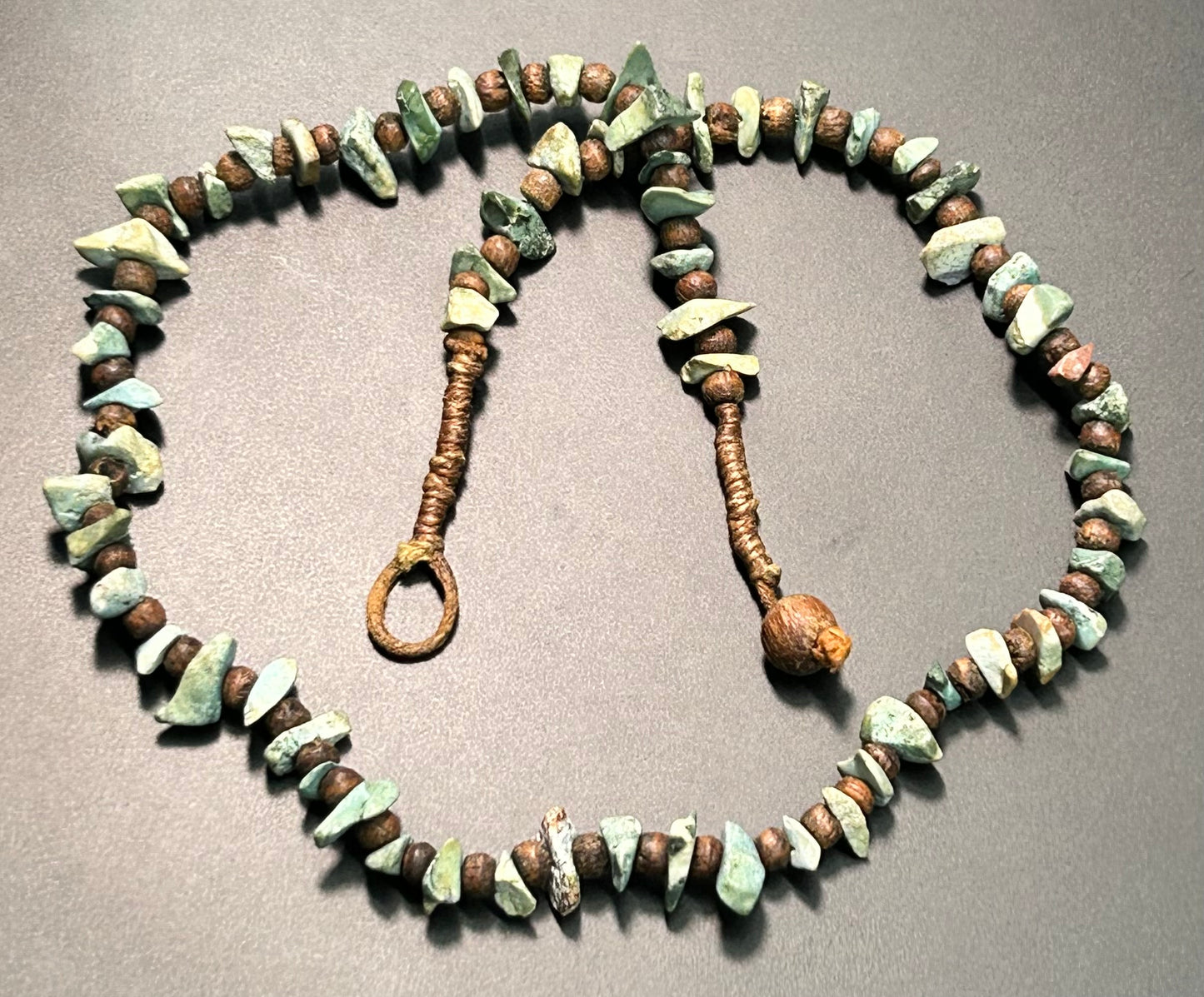 Turquoise & Wood Chip Necklace