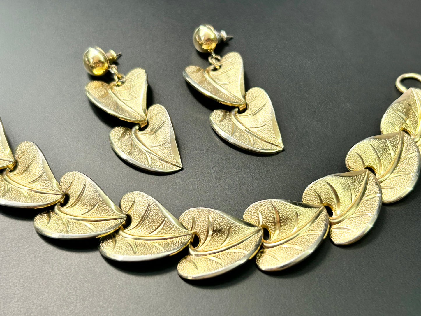 Vintage Leaf Bracelet and Earrings Set