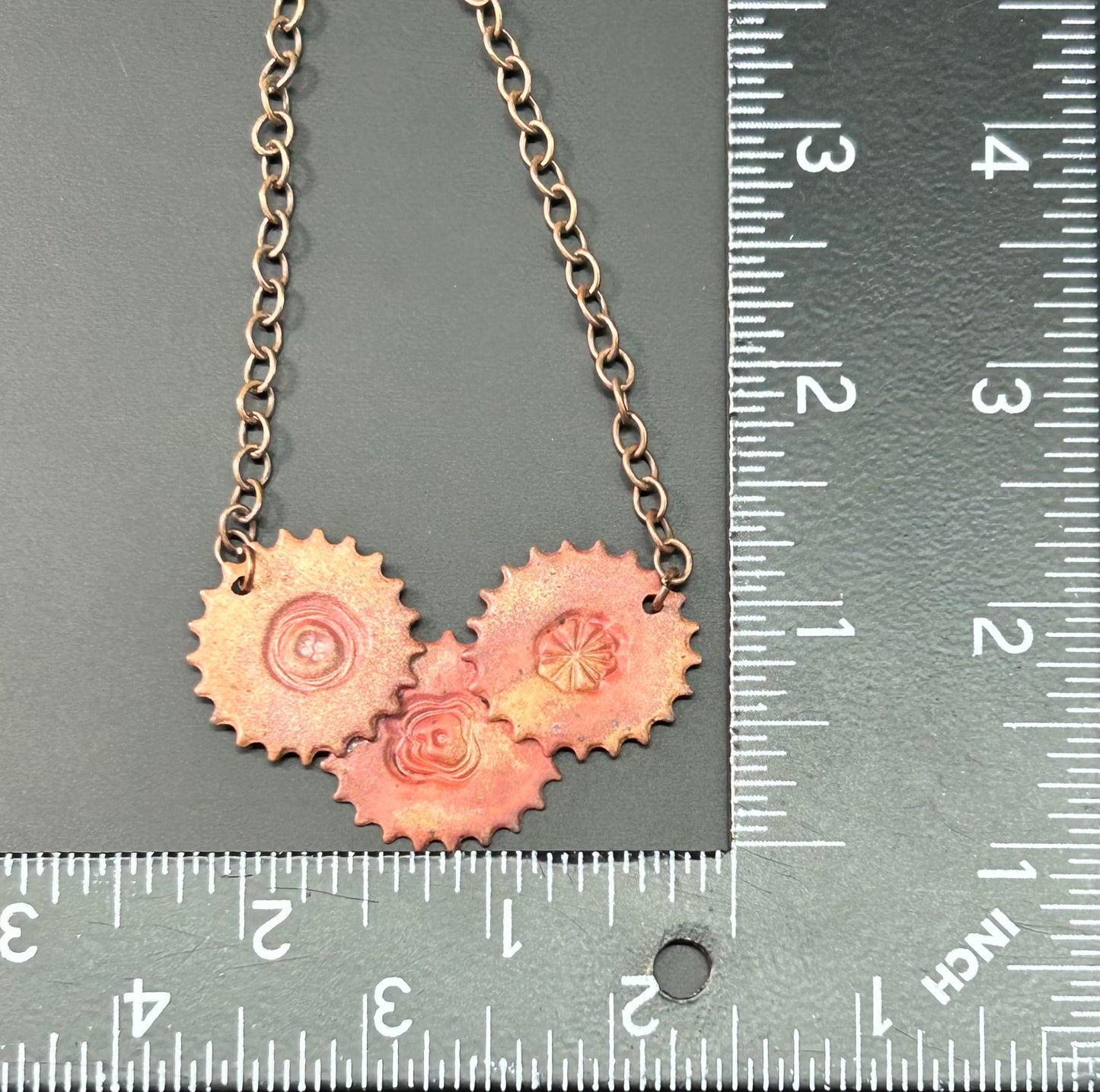 Vintage Artisan Copper Gears Necklace