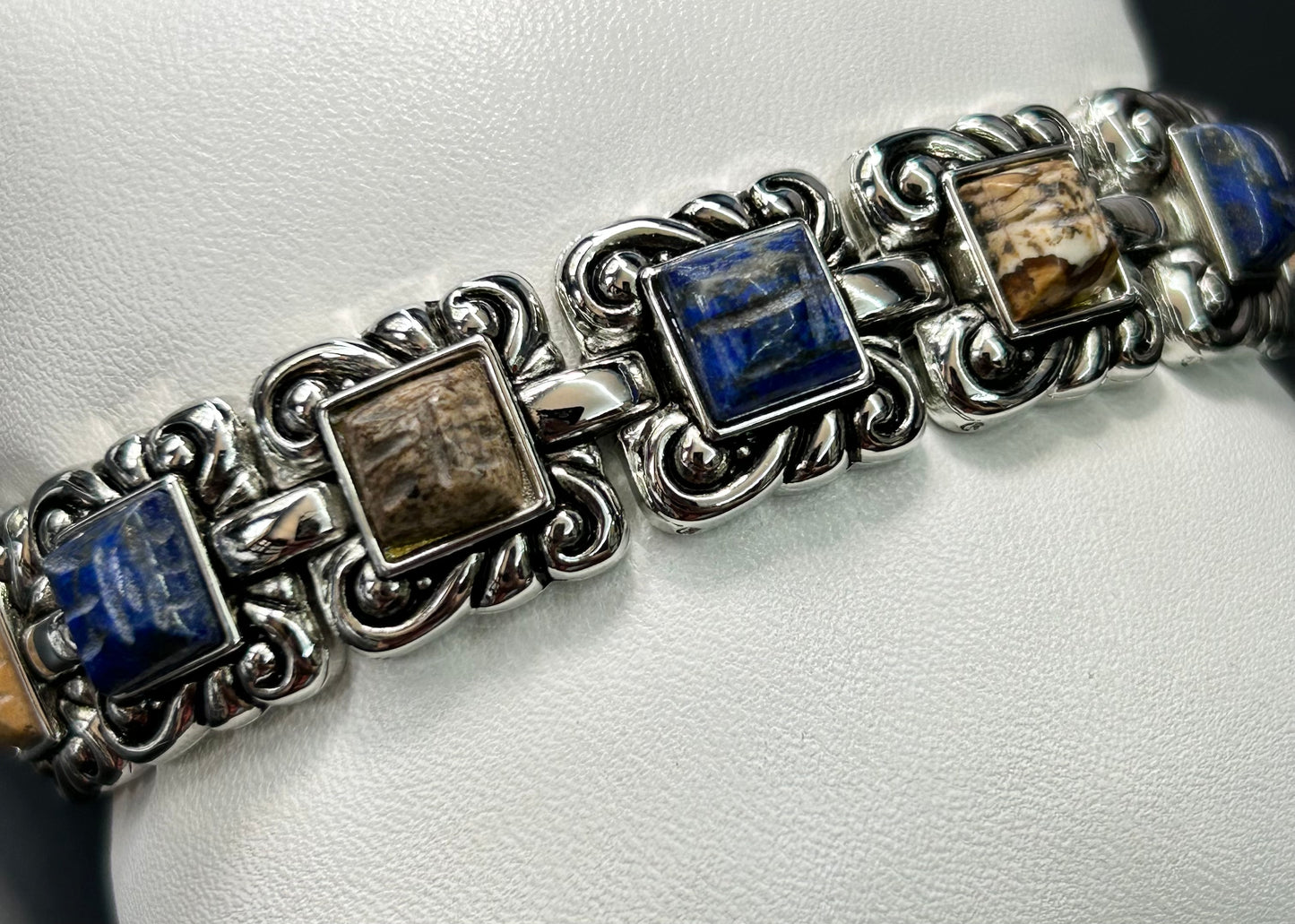 Lapis & Jasper Scrolled Bracelet